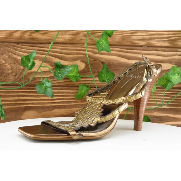 LINEA Paola Sz 8.5 M Gold Gladiator Leather Women Sandals - Picture 1 of 10